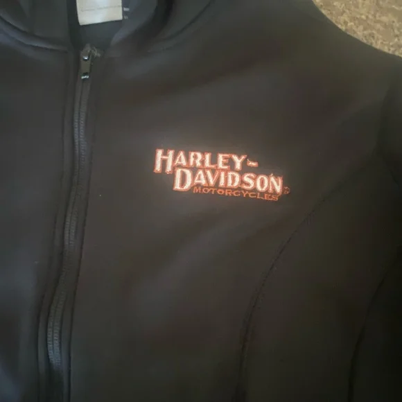 Authentic 3 in 1 Harley Davidson Black Orange Miss Enthusiast Leather Jacket Lrg - Picture 14 of 15